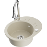 Mexen Kevin 1-compartment granite sink with a drip tray and kitchen mixer tap Elia, Beige - 6517-69-670101-00