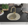 Mexen Kevin 1-bowl granite sink with drainer and kitchen tap Elia, beige - 6517-69-670101-50