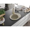 Mexen Kevin Granite Sink 1-Bowl with Drainer and Elia Kitchen Tap, Beige - 6517-69-670101-50