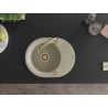 Mexen Kevin 1-bowl granite sink with drainer and kitchen faucet Elia, beige - 6517-69-670101-50
