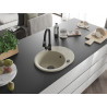 Mexen Kevin granite kitchen sink 1-bowl with drainer and Elia kitchen faucet, beige - 6517-69-670101-70
