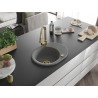 Mexen Kevin 1-bowl granite sink with drainer and Elia kitchen faucet, gray - 6517-71-670101-50
