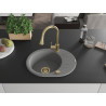 Mexen Kevin 1-bowl granite sink with drainer and Elia kitchen faucet, gray - 6517-71-670101-50