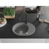 Mexen Kevin single-bowl granite sink with drainer and Elia kitchen faucet, gray - 6517-71-670101-70