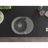 Mexen Kevin single-bowl granite sink with drainer and Elia kitchen faucet, gray - 6517-71-670101-70