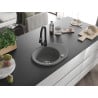 Mexen Kevin single-bowl granite sink with drainer and Elia kitchen faucet, gray - 6517-71-670101-70