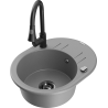Mexen Kevin 1-bowl granite sink with drainer and Elia kitchen faucet, gray - 6517-71-670101-70-B