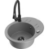 Mexen Kevin 1-compartment granite sink with a drip tray and kitchen mixer tap Elia, Grey - 6517-71-670101-70-B