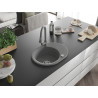 Mexen Kevin 1-bowl granite sink with drainer and Elia kitchen faucet, gray - 6517-71-670101-71