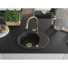 Mexen Kevin granite single-bowl sink with drainer and Elia kitchen faucet, black/silver metallic - 6517-73-670101-50