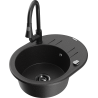 Mexen Kevin 1-compartment granite sink with a drip tray and kitchen mixer tap Elia, Black/Silver metallic - 6517-73-670101-70-B