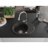 Mexen Kevin granite kitchen sink 1-bowl with drainer and Elia kitchen faucet, black/gold metallic - 6517-75-670101-00