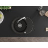 Mexen Kevin granite kitchen sink 1-bowl with drainer and Elia kitchen faucet, black/gold metallic - 6517-75-670101-00