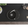 Mexen Kevin granite kitchen sink 1-bowl with drainer and Elia kitchen tap, black/gold metallic - 6517-75-670101-00