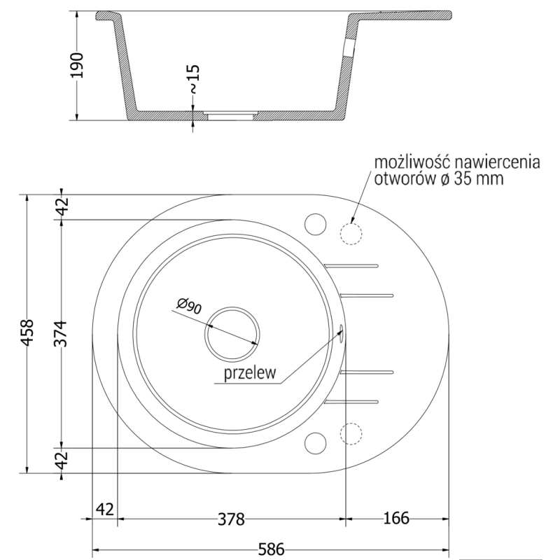 Mexen Kevin granite kitchen sink 1-bowl with drainer and Elia kitchen tap, black/gold metallic - 6517-75-670101-00