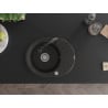 Mexen Kevin 1-bowl Granite Sink with Drainer and Elia Kitchen Tap, Black/Gold Metallic - 6517-75-670101-70