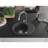 Mexen Kevin granite kitchen sink 1-bowl with drainer and Elia kitchen faucet, black speckled - 6517-76-670101-00