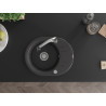 Mexen Kevin granite kitchen sink 1-bowl with drainer and Elia kitchen faucet, black speckled - 6517-76-670101-00