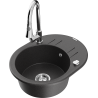Mexen Kevin 1-bowl granite sink with drainer and Elia kitchen faucet, black speckled - 6517-76-670101-00