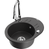 Mexen Kevin granite kitchen sink 1-bowl with drainer and Elia kitchen faucet, black speckled - 6517-76-670101-00