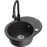 Mexen Kevin 1-bowl granite sink with drainer and Elia kitchen faucet, black speckled - 6517-76-670101-70