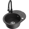 Mexen Kevin 1-compartment granite sink with a drip tray and kitchen mixer tap Elia, spotted black - 6517-76-670101-70