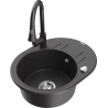 Mexen Kevin 1-compartment granite sink with a drip tray and kitchen mixer tap Elia, spotted black - 6517-76-670101-76