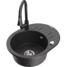 Mexen Kevin granite kitchen sink 1-bowl with drainer and kitchen faucet Elia, black spotted - 6517-76-670101-76