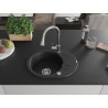 Mexen Kevin granite kitchen sink 1-bowl with drainer and Elia kitchen faucet, black - 6517-77-670101-00