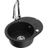 Mexen Kevin 1-bowl granite sink with drainer and Elia kitchen tap, black - 6517-77-670101-00