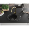 Mexen Kevin granite single-bowl sink with drainer and Elia kitchen faucet, black - 6517-77-670101-50-B