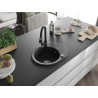 Mexen Kevin granite single-bowl kitchen sink with drainer and Elia faucet, black - 6517-77-670101-70