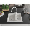Mexen Carlos granite kitchen sink, 1.5-compartment with Elia kitchen faucet, white - 6518-20-670101-20