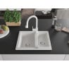 Mexen Carlos granite sink 1.5-bowl with Elia kitchen tap, white - 6518-20-670101-20