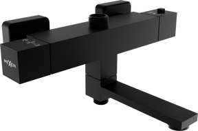 Mexen Cube thermostatic bath and shower mixer tap, Black - 77910-70