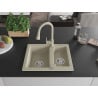 Mexen Carlos granite sink 1.5-bowl with Elia kitchen tap, beige - 6518-69-670101-69