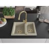 Mexen Carlos 1.5-bowl granite sink with Elia kitchen faucet, beige - 6518-69-670101-50