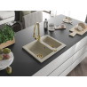 Mexen Carlos granit kitchen sink 1.5-bowl with Elia kitchen faucet, beige - 6518-69-670101-50