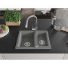 Mexen Carlos 1.5-bowl granite sink with Elia kitchen faucet, gray - 6518-71-670101-00