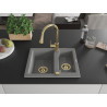 Mexen Carlos 1.5-bowl granite sink with Elia kitchen faucet, gray - 6518-71-670101-50