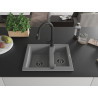 Mexen Carlos 1.5-bowl granite sink with Elia kitchen faucet, gray - 6518-71-670101-70-B