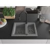 Mexen Carlos 1.5-bowl granite sink with Elia kitchen tap, grey - 6518-71-670101-70-B