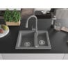 Mexen Carlos 1.5-bowl Granite Sink with Elia Kitchen Tap, Grey - 6518-71-670101-71