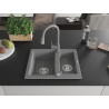 Mexen Carlos granite sink 1.5-bowl with kitchen faucet Elia, gray - 6518-71-670101-71