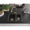 Mexen Carlos granite sink 1.5-bowl with Elia kitchen tap, black/silver metallic - 6518-73-670101-50