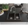 Mexen Carlos 1.5-bowl granite sink with Elia kitchen faucet, black/gold metallic - 6518-75-670101-00