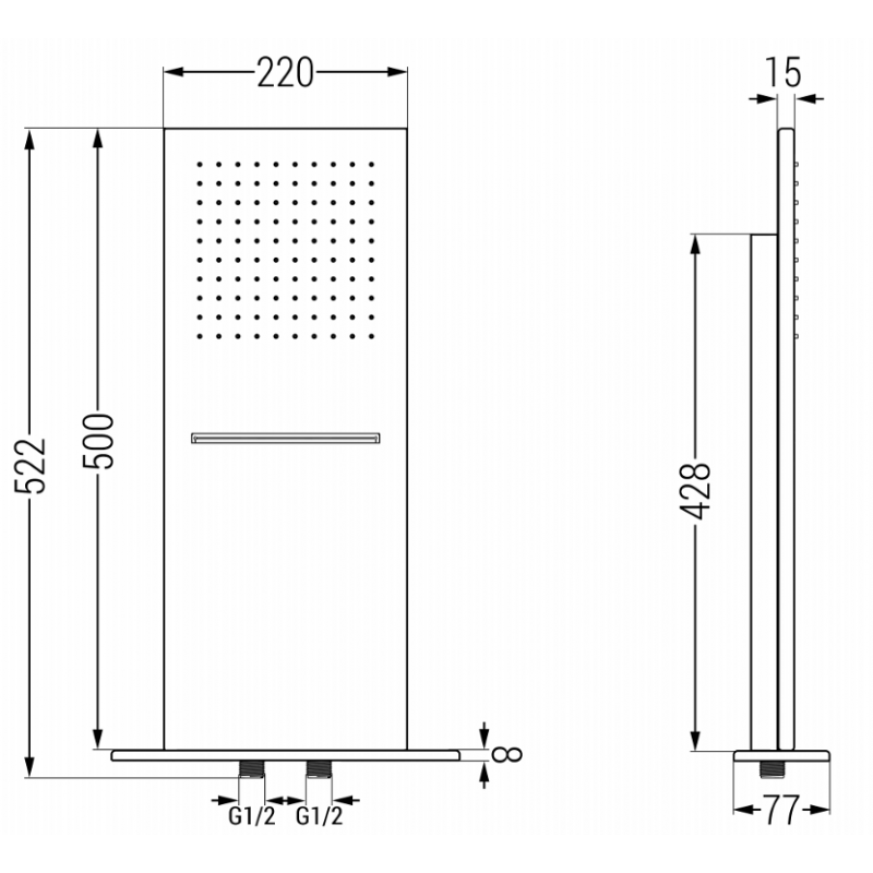 Mexen Waterfall slim shower head 50 x 22 cm, chrome - 79190-00