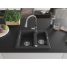 Mexen Carlos 1.5-bowl granite kitchen sink with Elia kitchen faucet, black speckled - 6518-76-670101-00