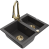 Mexen Carlos 1,5-compartment granite sink with a kitchen mixer tap Elia, spotted black - 6518-76-670101-50