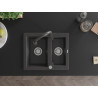 Mexen Carlos 1.5-bowl granite kitchen sink with Elia faucet, black speckled - 6518-76-670101-76
